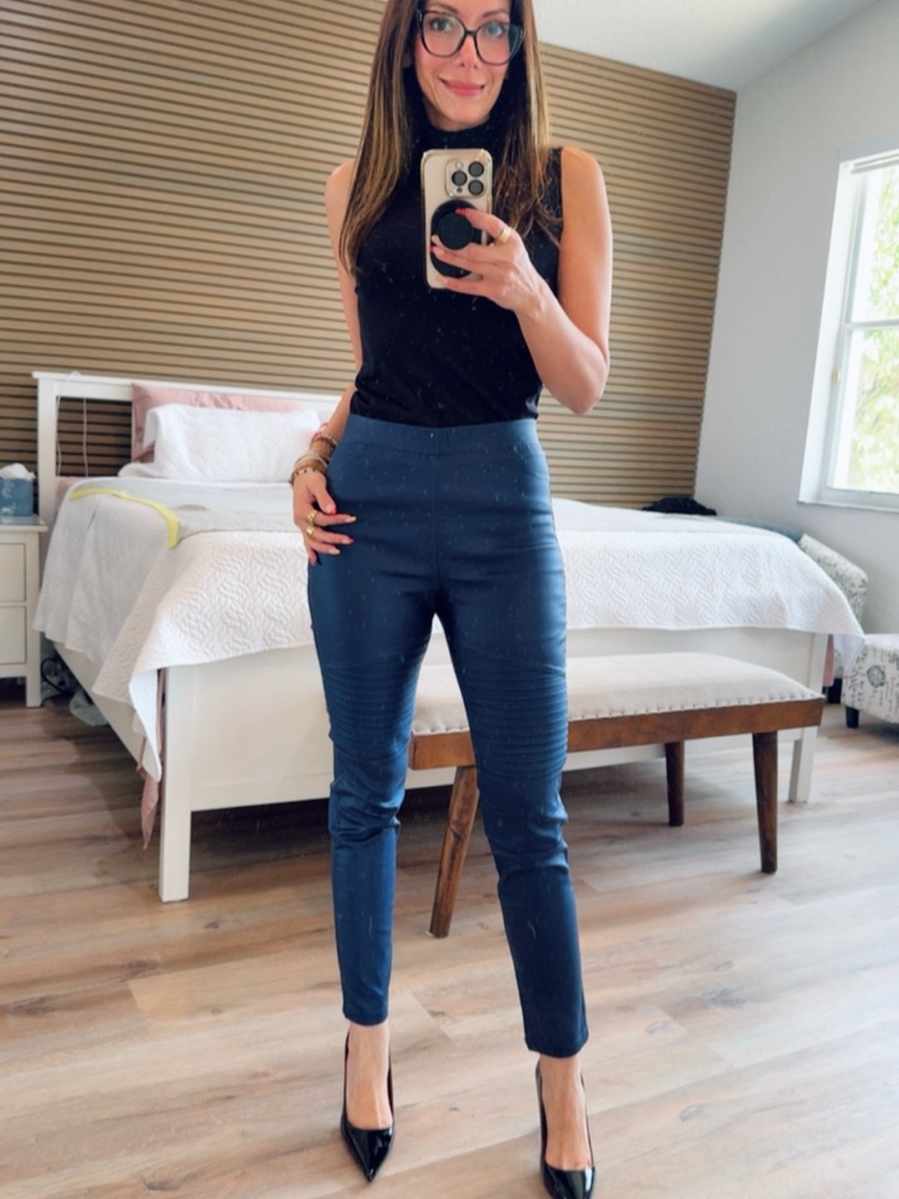 High-Rise Skinny Ankle Pants in Blue